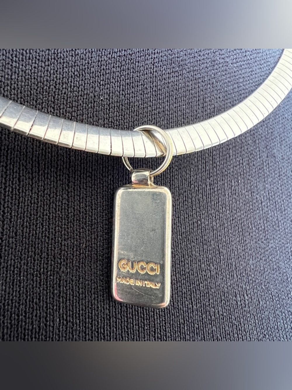 Vintage Gucci Italy GG Logo Tag Necklace - Picture 2 of 10